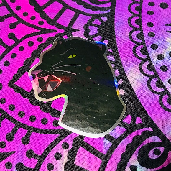 Black Panther Metallic Prismatic Reflective Single Decor Sticker - Picture 3 of 13